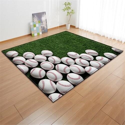 Children Room Baseball Carpets Flannel Anti-slip Boys Bedroom Mat Baby Crawling Area Rug Football Sports 3D Living Room Carpet