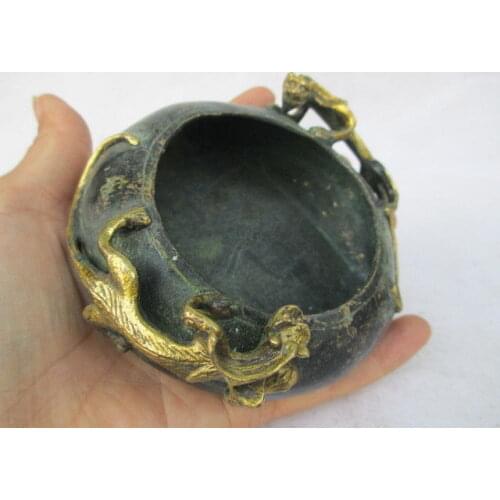 Ancient Chinese manually collecting copper brush washer, anaglyph dragon