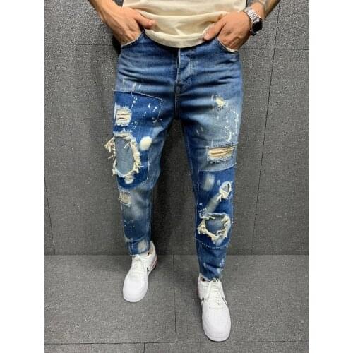 Premium Blue Patched Jeans Tumbled Boyfriend Jeans