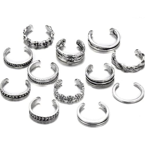 Hzd872 hanzhishang jewelry creative carving and hollow out multi element 12 piece foot ring set