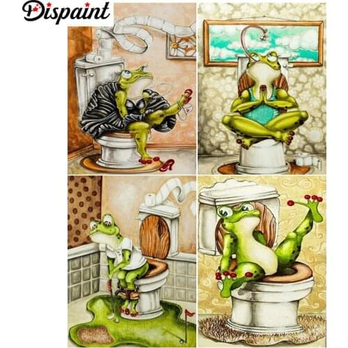 Dispaint Paint With Diamond Embroidery "Frog cartoon" Diamond Painting Full Square Round Picture Of Rhinestone Decor