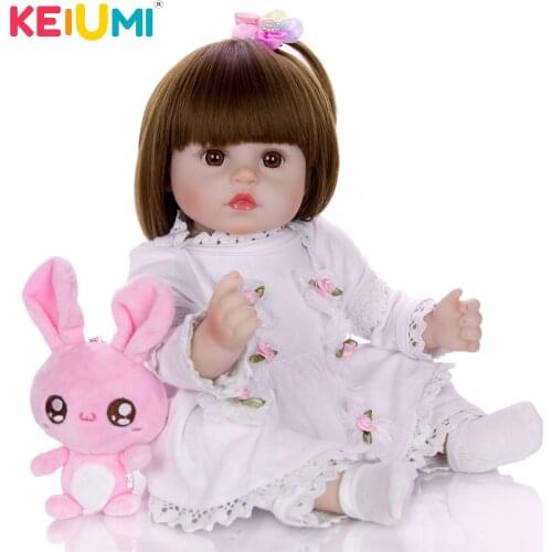 KEIUMI Hotsale 18 Inch New Style Reborn Baby Lovely Girl Doll With Soft Silicone Vinyl Baby Toy Doll For Childrens Day Gift