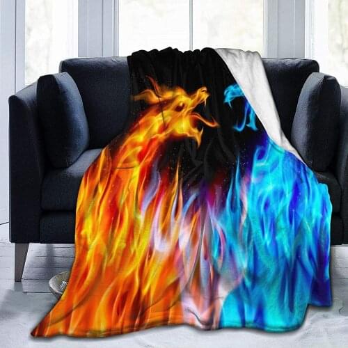 Cool Dragon Blanket,Fierce Battle Fire Dragon Lightweight Fuzzy Throw Blanket,3D Printed Unique Design Super Soft Arm Cozy