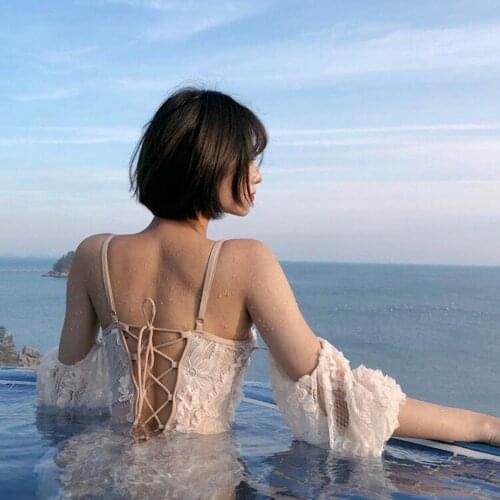 2021 Korean Style Swimsuit Feminine Triangle One-piece Suits Slim Underwire Monokini Sexy Swimwear Women