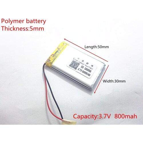 3.7V 800mAh 503050 Lithium Polymer Li-Po li ion Rechargeable Battery cells For Mp3 MP4 MP5 GPS
