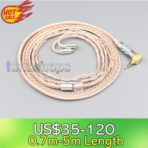 LN005818 3.5mm 2.5mm Balanced XLR 16 Core OCC Silver Mixed Earphone Cable For Shure SE215 SE315 SE425 SE535 SE846