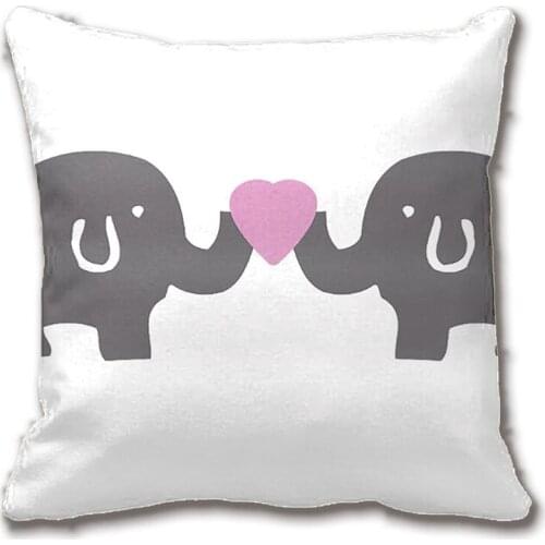 Cute White And Grey Elephants With Pink Hearts Throw Pillow Case Decorative Cushion Cover Pillowcase Customize Gift By Lvsure