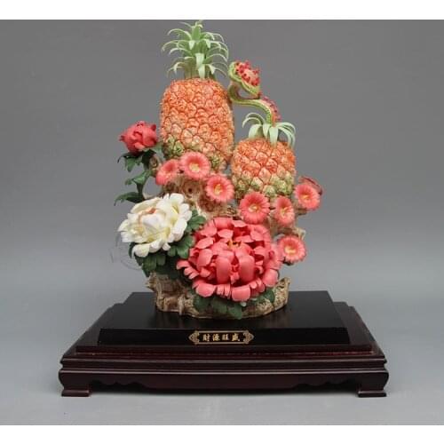 Appearance modeling: Ceramic sculpture profusion prosperous flower carving decoration Creative home decoration high-end arts and