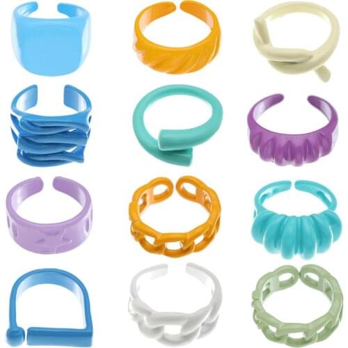 New Arrival Metal Irregular Wedding Bands Rings Womens Punk Jelly Color Opening Spray Paint Alloy Rings Jewelry for Girls