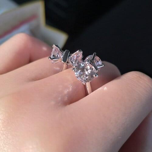 New Statement silver zircon Butterfly Open Rings For Women luxury shiny Trends Jewelry Personality Crystal Ring Adjustable Bijou