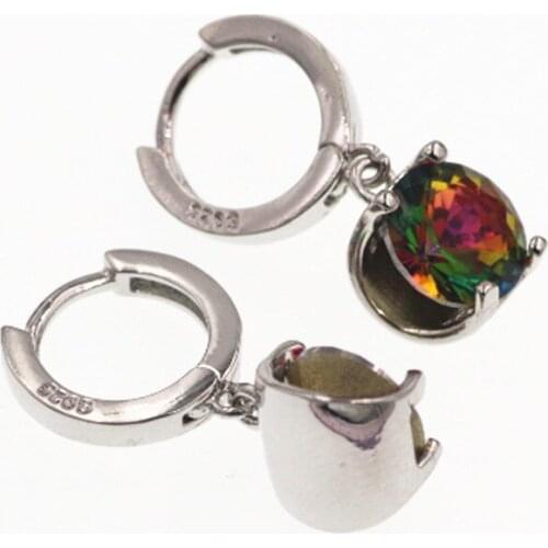 New Fashion Accessories 925 Sterling Silver Zircon Color Crystal Stud Earrings For Women Party Jewelry Ed047