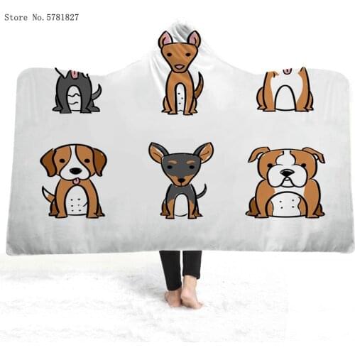Pet Dog Hooded Blanket Dachshund Husky Fleece Blanket 3D Print Lovely Animal Cartoon Wearable Blanket For Children Throw Blanket