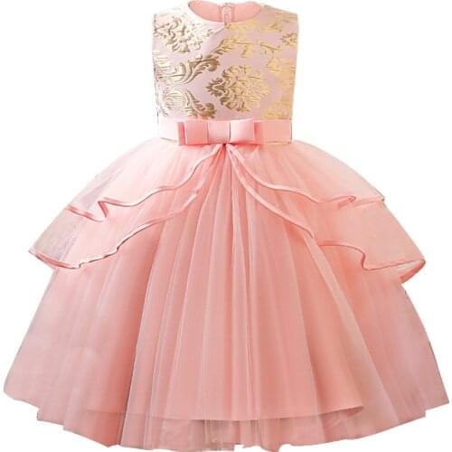 Girls dresses retro embroidered net gauze princess dress sleeveless bow flower girl dress birthday party wedding dress kid dress