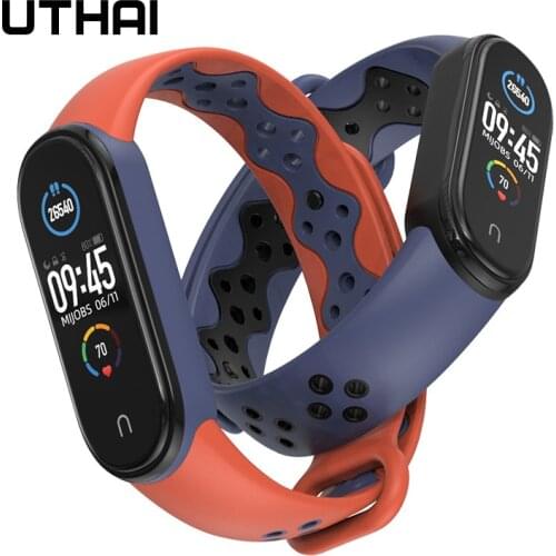Watchbands mi band 5 strap Stylish sports two-color replacement wristband 5 mi band 5 bracelet UTHAI P72