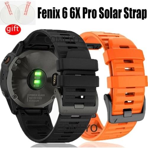 3in1 pack Silicone Quick Release Watchband Strap for Garmin Fenix 6 6X Pro solar Watch Easyfit Wrist Band glass screen protector