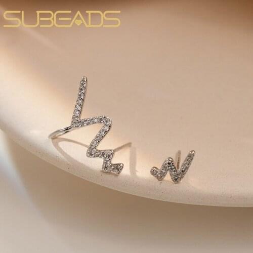 Subeads 925 Sterling Silver Lightning Ear Wrap Crawler Hook Earring For Women Simple Lightning Stud Earrings Ear Stud Jewelry