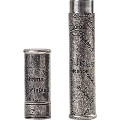 Vintage Metal Cigar Tube Box Case Portable Travel 1pc Cigar Holder Tubes Pocket Smoke Cigars Storage Accessories 24mm Diameter