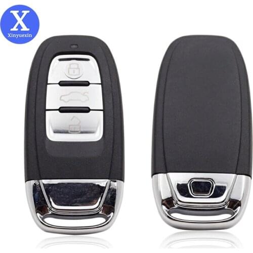 Xinyuexin Remote Car Key Case Shell Fob for Audi A4 A3 A5 A6 Q5 Q7 Quattro 3 Buttons Uncut Blade Replacement Car Key Shell