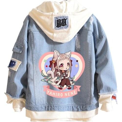 Toilet-bound Hanako-kun Cartoon Demin Jacket Harajuku Streetwear Anime Hoodies Long Sleeve Jeans Sweatshirt Plus Size Coats