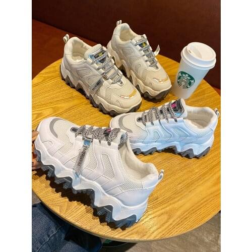 Womens shoes autumn 2020 new mesh breathable student thick-soled sports shoes increased casual shoes