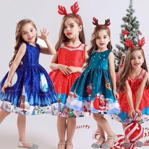 Children New Year Dresses Christmas Party Dress For Kids Birthday Reunion Dress Children Clothing Princess Elegant Skirt 4-10 Y