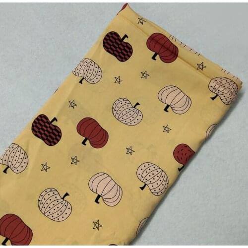 1Meter Pretty Yellow Halloween Pumpkin & Fivestar Rayon Fabric Viscose Smooth Soft Fabric Summer Shirt Baby Cloth Dress pajamas