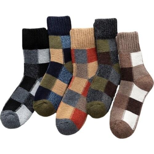 10prs/lot Winter New Products Thickened 80g Lattice Medium Tube Mens Terry Socks