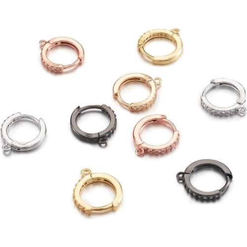 10 Pair Clear Brass Micro Pave Cubic Zirconia Hoop Earrings for jewelry making DIY Earring Accessories 16x14x2mm, Hole: 1mm