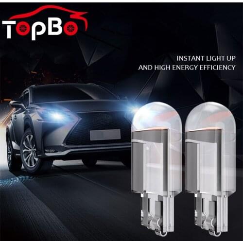 10Pcs W5W T10 Glass Housing Car LED Bulb 6000K Super Bright White Blue Red Yellow Wedge License Plate Lamp Dome Light Bulbs