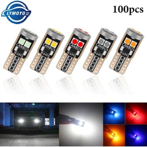 100PCS T10 W5W Car canbus LED T10 Interior light 194 501 6SMD 3030 Instrument Lights bulb Wedge Plate Dome light no error 12V