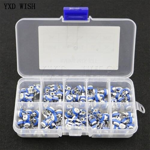 100pcs RM065 Potentiometer Adjustable Resistor Kit 500 - 1M Ohm Multiturn Trimmer Potentiometer Set Variable Resistors Diy Kit
