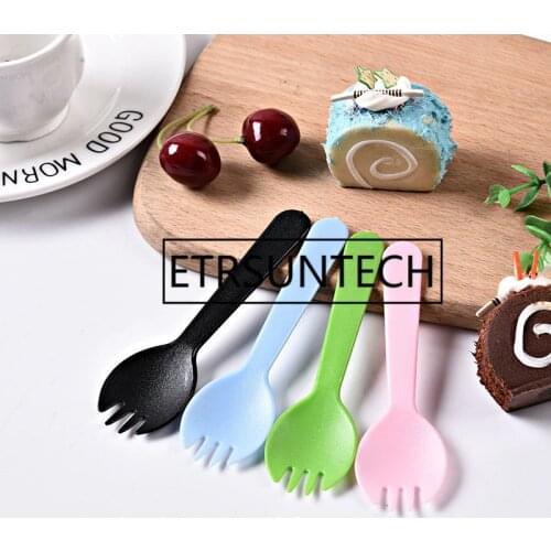 1000pcs Disposable Plastic Cake Fork Multicolor Dessert Fruit Scoop Cake Dessert Scoop Party Outing Picnic Wholesale