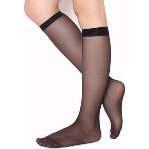 3/4/5Pair Crystal Silk Sexy Knee High Socks for Women Thin Mesh Nylon Stockings Fashion Girls Ladies Transparent Over Knee Socks