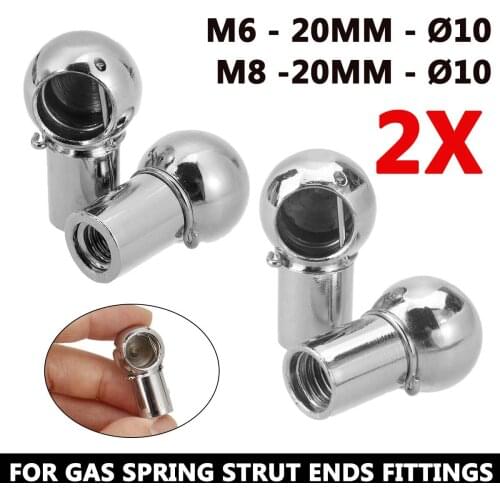 2pcs Universal Silver M6 M8 Boot Bonnet Trunk Gas Strut End Fitting Ball Pin Joint Valve Spring Holders