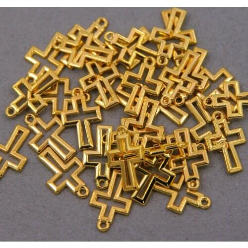 20pcs 17*11mm Gold Color Rhodium Color Cross Charm Pendant DIY Jewelry Findings Cross Pendant Charms Accessories wholesale