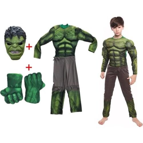 2021 Child Green Giant hero Muscle Halloween Costumes Fancy boys superheroes Carnival Cosplay clothing mask Kids Christmas Gifts