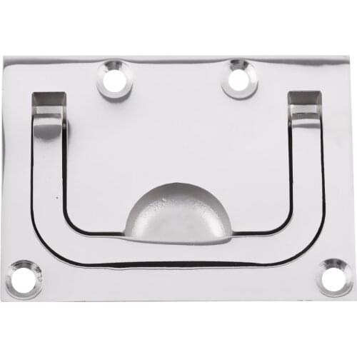 4 Pack Marine Grade 316 Stainless Steel Boat Hatch Latch Locker Flush Fitting Lifting Lift / Pull Ring Handle, 75mm x 55mm
