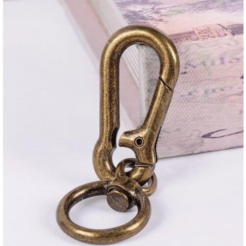 5X DIY Antique Brass Key chain Leathercraft Key Ring Hook Hang Spring Snap Clip