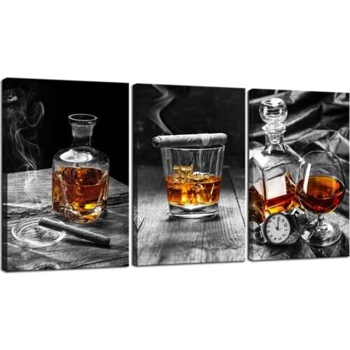 Cigar Whisky Diamond Painting Still Life DIY Effect Decorate 5D Diamond Embroidery Mosaic Modern Kitchen Room Pub Wall Decor 3pc