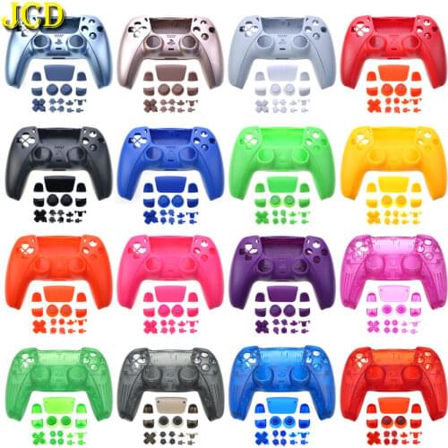 JCD Plastic Hard Shell Case For Sony PlayStation 5 PS5 Controller Front Back Housing Covers Decorative Strip and Buttons Mod Kit