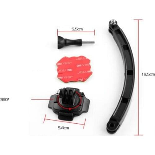 Motorcycle Helmet Side Shot Set Holder 4s 3+ 2 sj5000 sj6000 360 Degree Paste Rotating Base Extension Arm Self-timer Bracket
