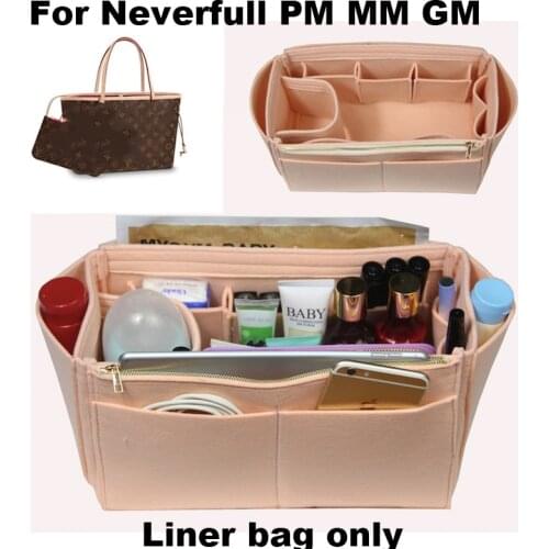 For Neverfull MM PM GM Felt Tote Organizer w/Milk Water Bottle Holder Purse Insert Bag in Bag Cosmetic Makeup Diaperbag