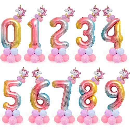 1 Set Number Foil Balloons 1 2 3 4 5 6 7 8 9 18 Year Old Kid Boy Girls Macaron Happy Birthday Balloon Baby Shower Decor Supplies