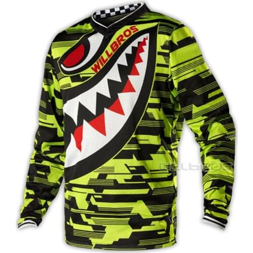 GP Air P-51 Jersey Offroad Motocross Racing Long Sleeve Willbros ATV UTV Bike Moto Cross Motor Cycling Summer T-shirt Green Mens