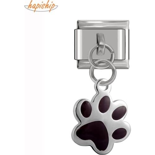 Hapiship 2019 Original Daisy Titanium Steel Footprints Italian Charm Fit 9mm Bracelet Stainless Steel Jewelry Making DJ057