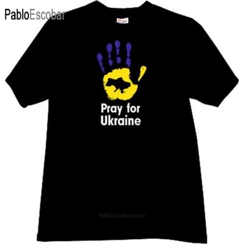 Cotton t-shirt mens brand tees Pray for UKRAINE Patriotic t-shirt in black male fashion tshirt 4XL 5XL plus size