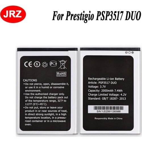 JRZ For PSP3517 DUO Phone Battery For Prestigio 2000mAh Hight Capacity 3.7V Top Quality Replacement Batteries