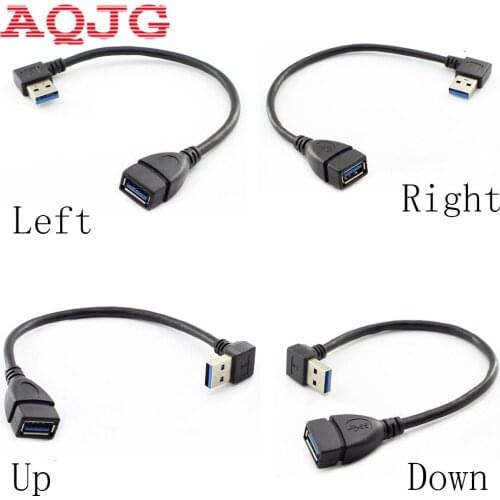 USB 3.0 Right Angle 90 degree Extension Cable Male to Female Adapter Cord 15cm Usb male to female Left Up down Angle AQJG