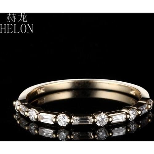 HELON Moissanite Ring Solid 14K Yellow Gold Test Positive Diamonds Moissanite Engagement Ring For Women Anniversarry Best Gift