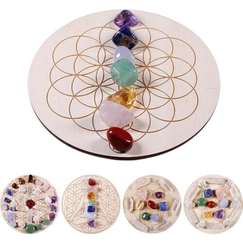 Crystals Heal Stone w/ Wood Plate Gravel Chips Natural for Spiritual Home Decoration
